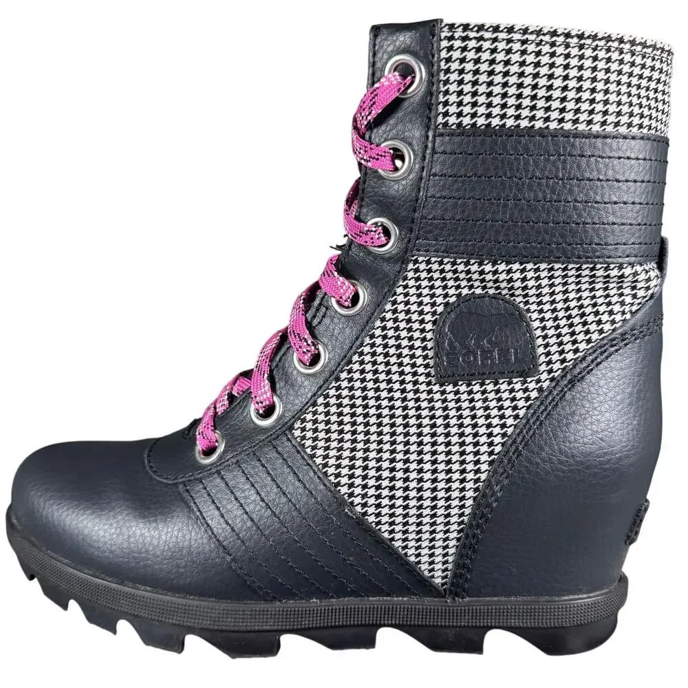 Sorel‎ Joan of Arctic Lexie Leather Wedge Ankle Bootie Lace Up Youth Size 5 US